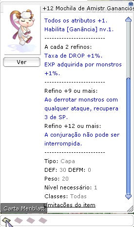 +12 Mochila de Amistr GANANCIOSA com Carta MENBLATT (NIDHOGG)